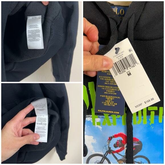 Polo Ralph Lauren Expedition Graphic Hoodie Men’s M Black Fleece Pullover NWT - Picture 9 of 12
